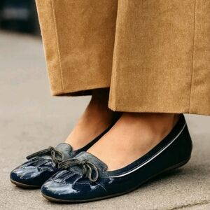 LL Bean Coastal Rain Skimmers Duck Ballet Flats Loafers Shoes Nav Slip On Sz 8